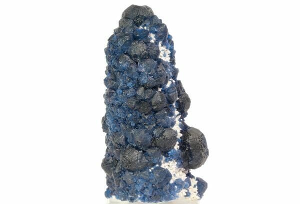 Blue fluorite on a milky quartz crystal from Huanggang Mine, Inner Mongolia